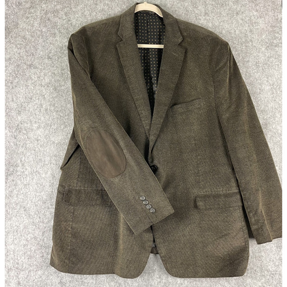 Chaps Ralph Lauren Corduroy Blazer Sport Coat Mens 48R Brown Elbow Patch Cotton - Picture 1 of 16
